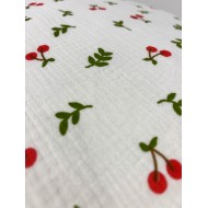 Komplet pościeli muślinowej 160x200 wisienki 100% bawełna