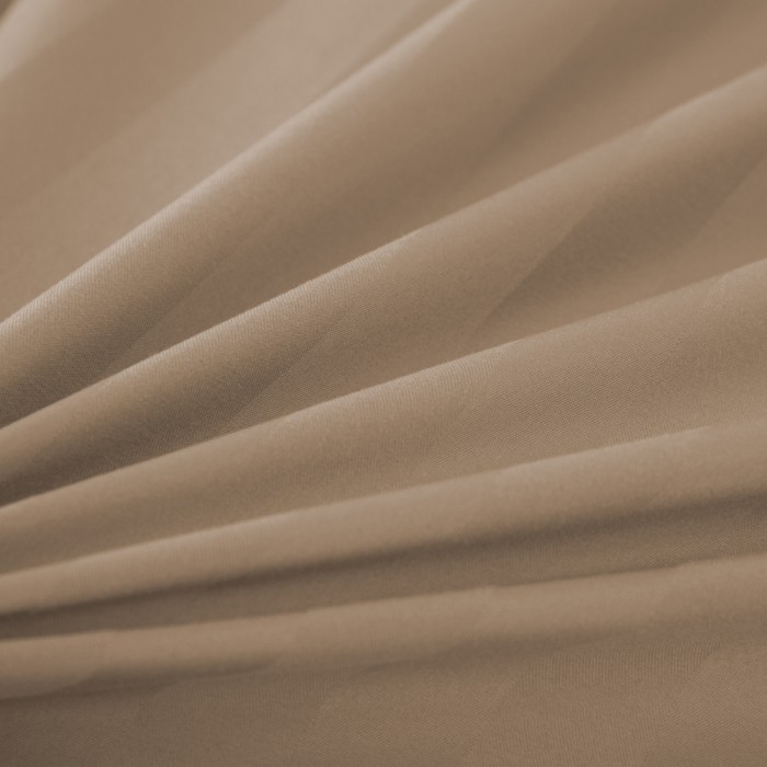 Komplet pościeli 160x200 Beżowa Adamaszek Pasy z Lamówką Elegancka