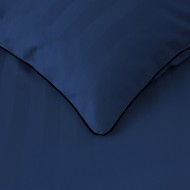 Komplet pościeli 160x200 Granatowa Adamaszek Pasy z Lamówką Elegancka