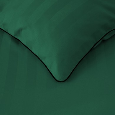 Komplet pościeli 160x200 Butelkowa zieleń Adamaszek Pasy z Lamówką Elegancka