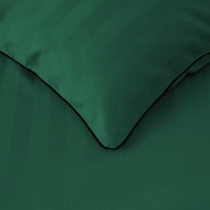 Komplet pościeli 160x200 Butelkowa zieleń Adamaszek Pasy z Lamówką Elegancka