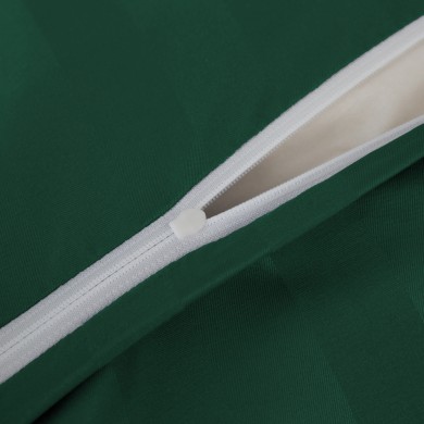Komplet pościeli 160x200 Butelkowa zieleń Adamaszek Pasy z Lamówką Elegancka
