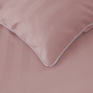 Komplet pościeli 160x200 Pudrowy róż Adamaszek Pasy z Lamówką Elegancka