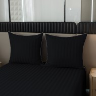 Komplet pościeli 160x200 Pudrowy róż Adamaszek Pasy z Lamówką Elegancka