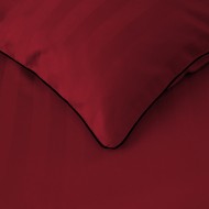 Komplet pościeli 160x200 Czerwona Adamaszek Pasy z Lamówką Elegancka