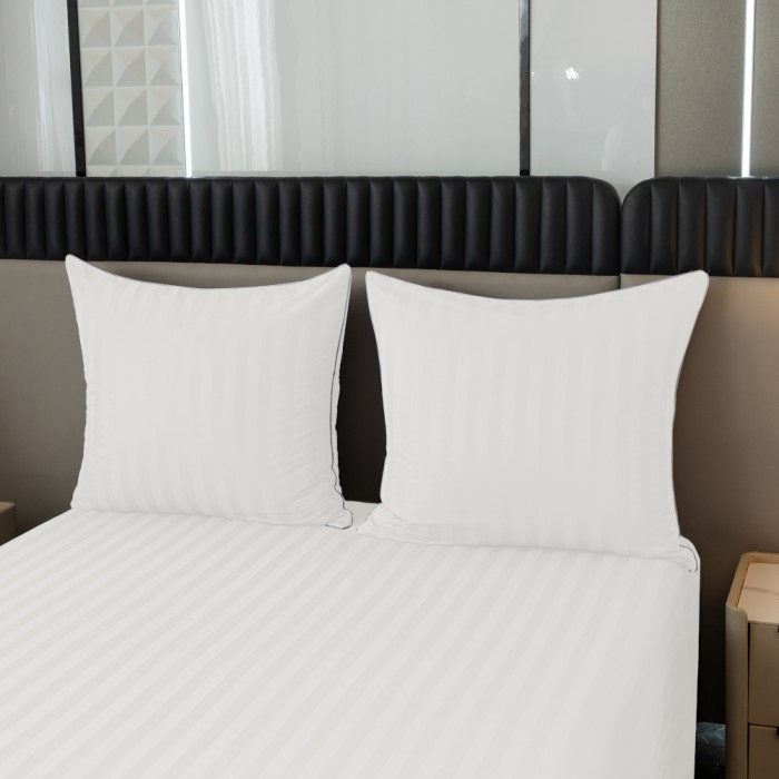 Komplet pościeli 160x200 Biała Adamaszek Pasy z Lamówką Elegancka