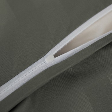 Komplet pościeli 220x200 Szara Adamaszek Pasy z Lamówką Elegancka
