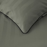 Komplet pościeli 220x200 Szara Adamaszek Pasy z Lamówką Elegancka