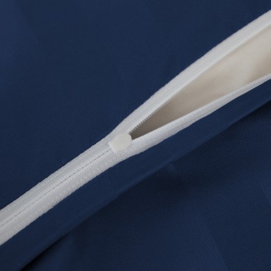 Komplet pościeli 220x200 Granatowa Adamaszek Pasy z Lamówką Elegancka