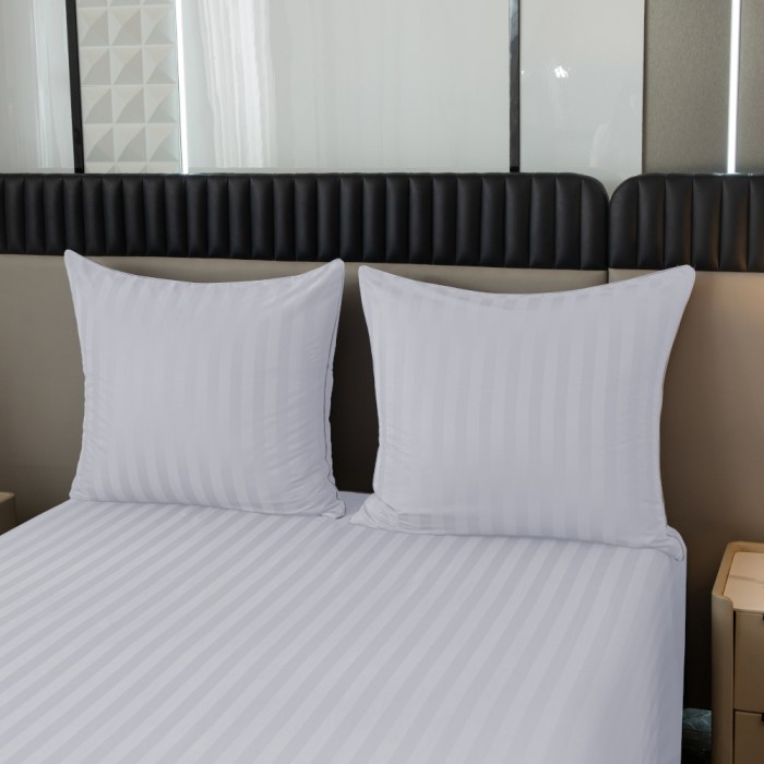 Komplet pościeli 220x200 Srebrna Adamaszek Pasy z Lamówką Elegancka