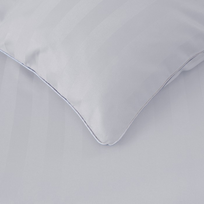 Komplet pościeli 220x200 Srebrna Adamaszek Pasy z Lamówką Elegancka