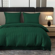 Komplet pościeli 220x200 Srebrna Adamaszek Pasy z Lamówką Elegancka