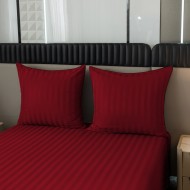 Komplet pościeli 220x200 Biała Adamaszek Pasy z Lamówką Elegancka