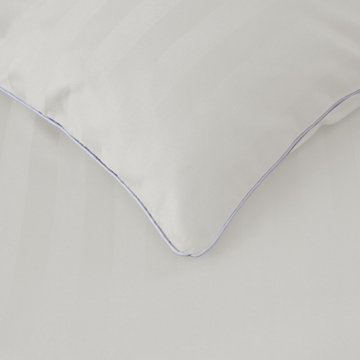Komplet pościeli 220x200 Biała Adamaszek Pasy z Lamówką Elegancka