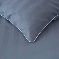Komplet pościeli 220x200 Grafitowa Adamaszek Pasy z Lamówką Elegancka