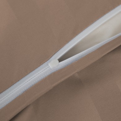Komplet pościeli 220x200 Ciemny Beż Adamaszek Pasy z Lamówką Elegancka