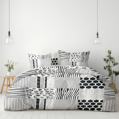 Komplet pościeli 160x200 100% bawełna modna geometryczna kratka
