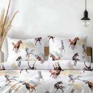 Komplet pościeli 160x200 + 2x 70x80 100% bawełna gruba polska w konie
