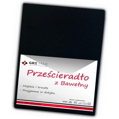 Prześcieradło bawełniane bez gumki 160x200 czarne