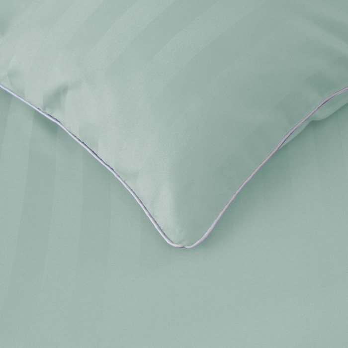 Komplet pościeli 160x200 Miętowa Adamaszek Pasy z Lamówką Elegancka