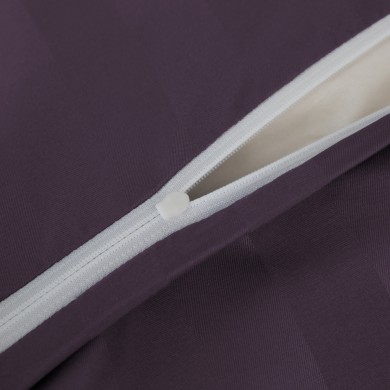 Komplet pościeli 220x200 Fioletowa Adamaszek Pasy z Lamówką Elegancka