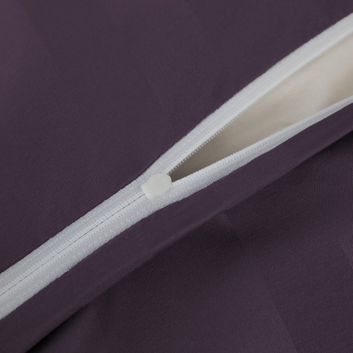Komplet pościeli 220x200 Fioletowa Adamaszek Pasy z Lamówką Elegancka