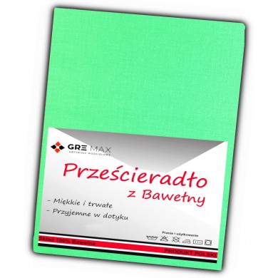 Prześcieradło bawełniane bez gumki 200x220 seledynowe