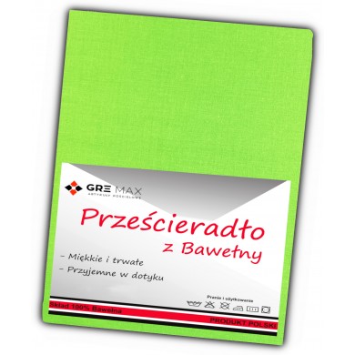 Prześcieradło bawełniane bez gumki 200x220 zielone