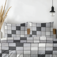 Komplet pościeli 160x200 + 2x 70x80 100% bawełna gruba polska krata beż brąz