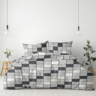 Komplet pościeli 160x200 + 2x 70x80 100% bawełna gruba polska krata beż brąz