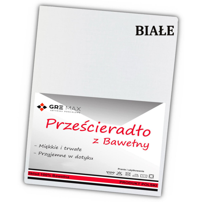 Prześcieradło bawełniane bez gumki 160x200 białe