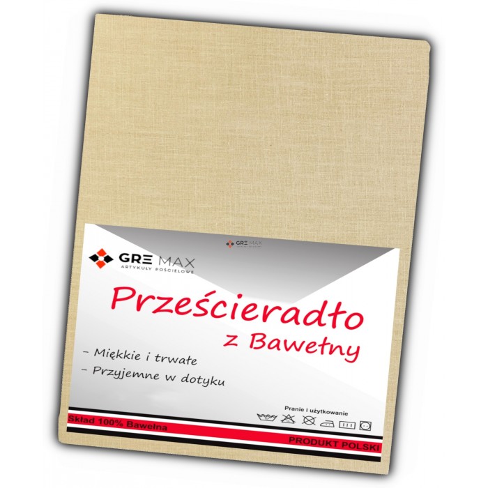 Prześcieradło bawełniane bez gumki 160x200 cielisty