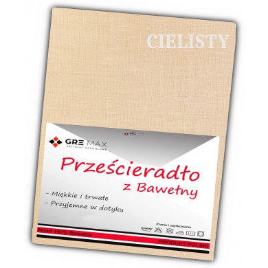 Prześcieradło bawełniane bez gumki 160x200 cielisty