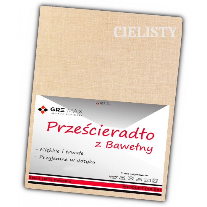 Prześcieradło bawełniane bez gumki 160x200 cielisty