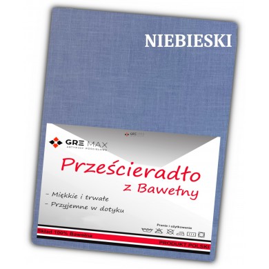 Prześcieradło bawełniane bez gumki 160x200 niebieskie