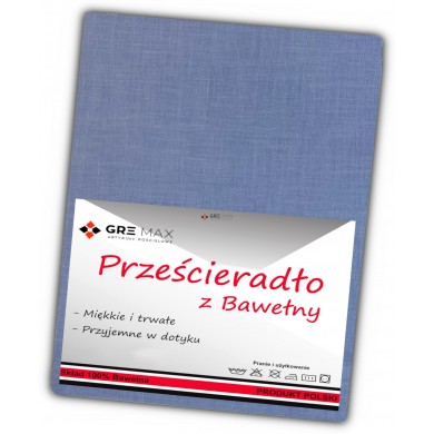 Prześcieradło bawełniane bez gumki 160x200 niebieskie