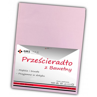 Prześcieradło bawełniane bez gumki 160x200 róż jasny
