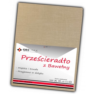 Prześcieradło bawełniane bez gumki 200x220 beżowe