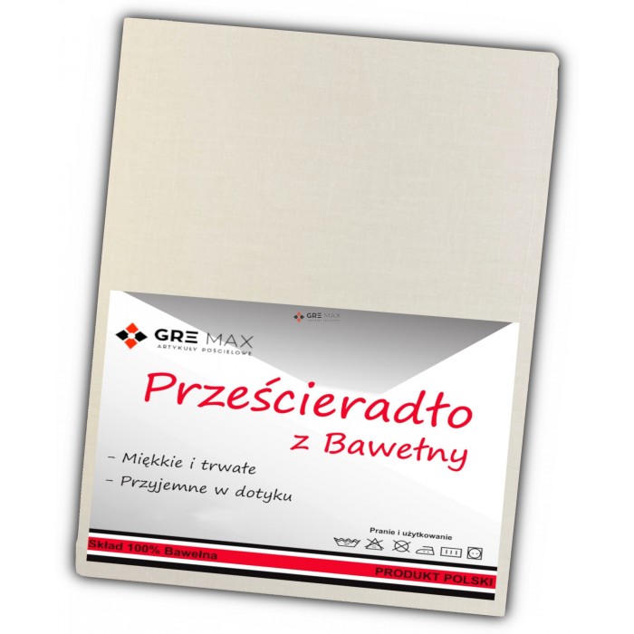 Prześcieradło bawełniane bez gumki 200x220 ecru