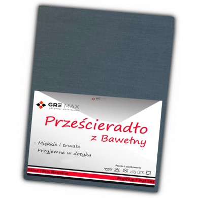 Prześcieradło bawełniane bez gumki 200x220 popiel ciemny