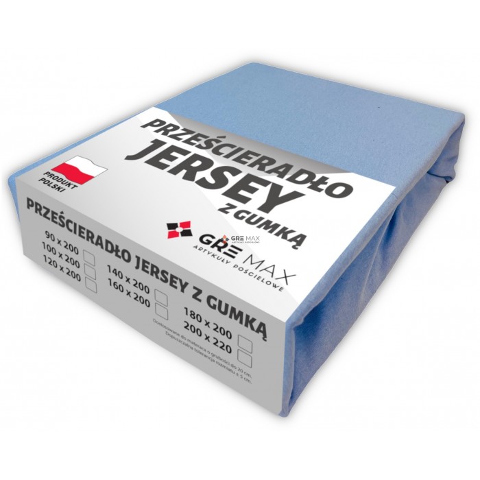 Prześcieradło JERSEY z gumką 90x200 Niebieski