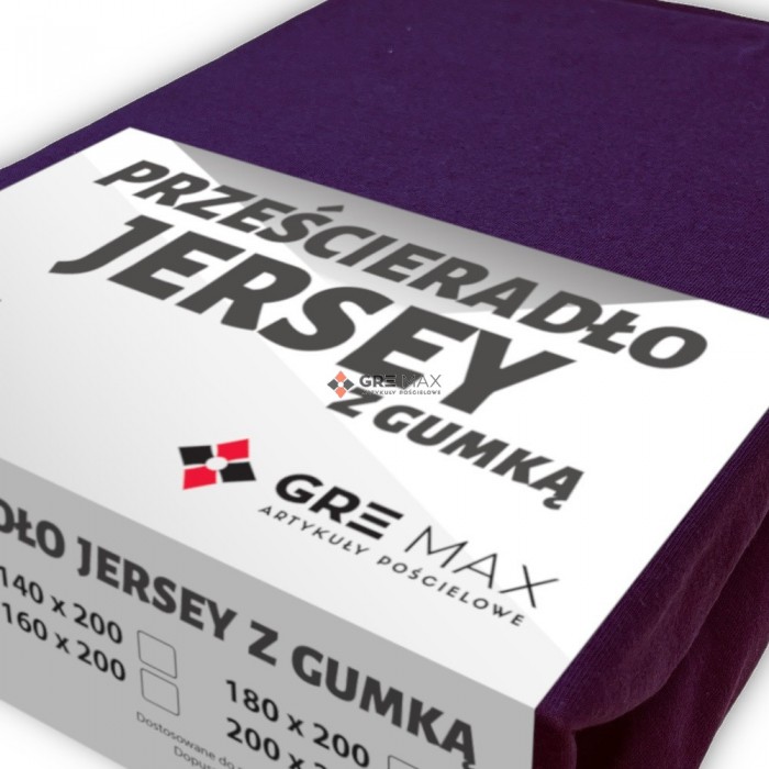 Prześcieradło JERSEY z gumką 90x200 Śliwka