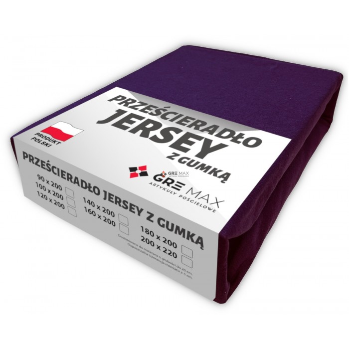 Prześcieradło JERSEY z gumką 90x200 Śliwka