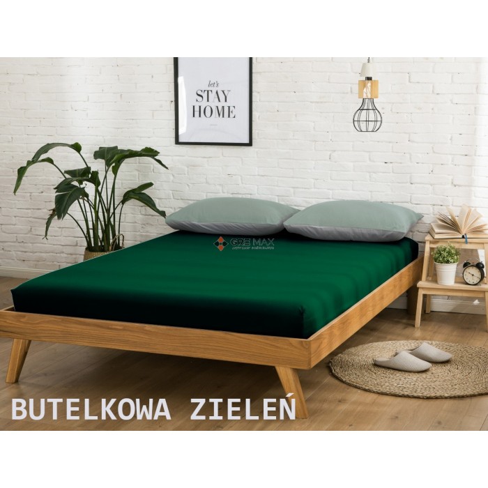 Prześcieradło JERSEY z gumką 120x200 Butelkowa Zieleń