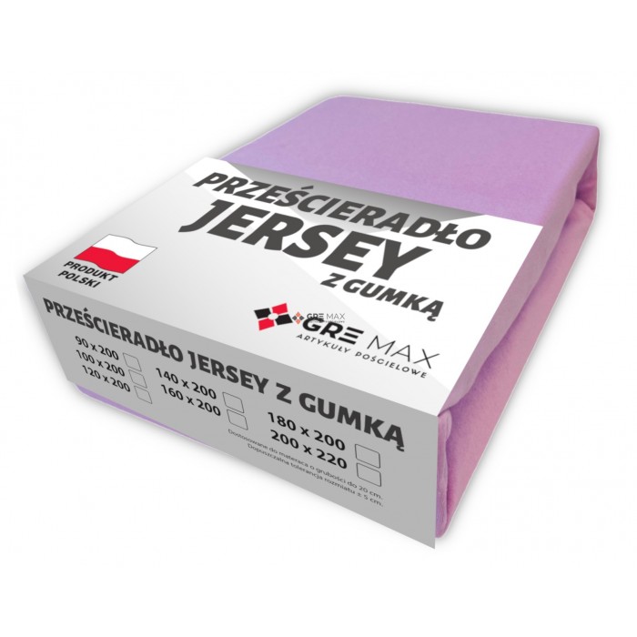 Prześcieradło JERSEY z gumką 120x200 Fiolet Jasny