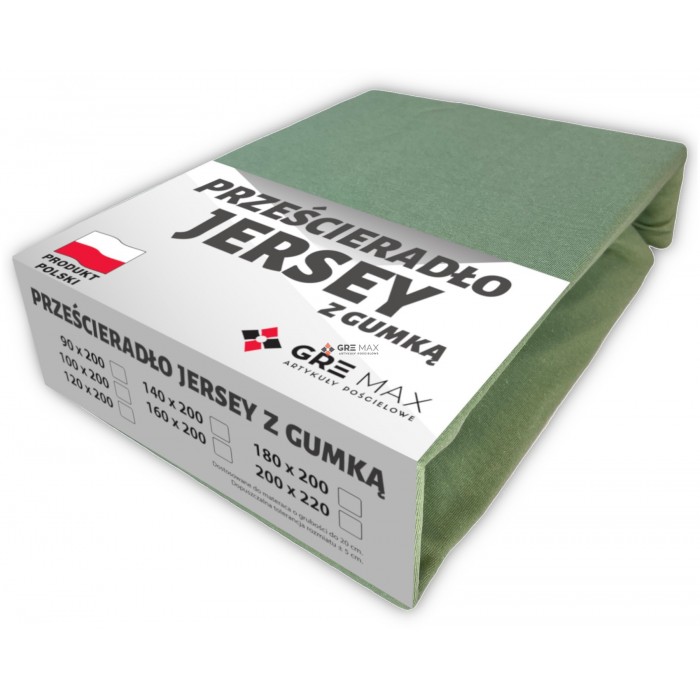 Prześcieradło JERSEY z gumką 120x200 Oliwka