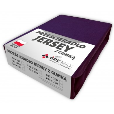 Prześcieradło JERSEY z gumką 120x200 Śliwka
