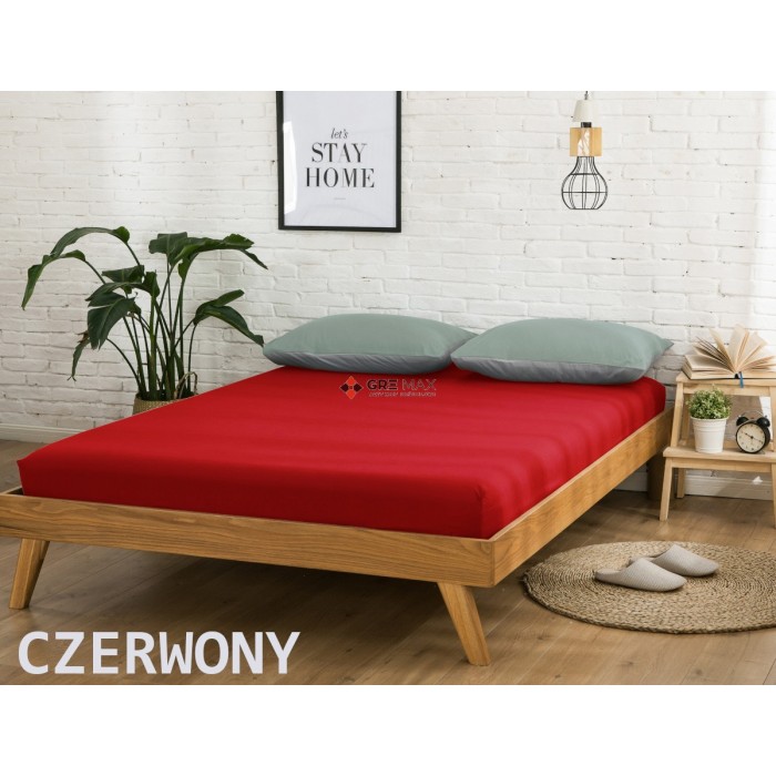 Prześcieradło JERSEY z gumką 140x200 Czerwone