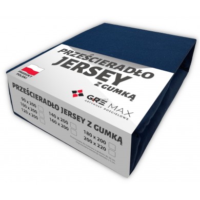 Prześcieradło JERSEY z gumką 160x200 Granat