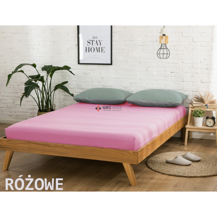 Prześcieradło JERSEY z gumką 160x200 Róż